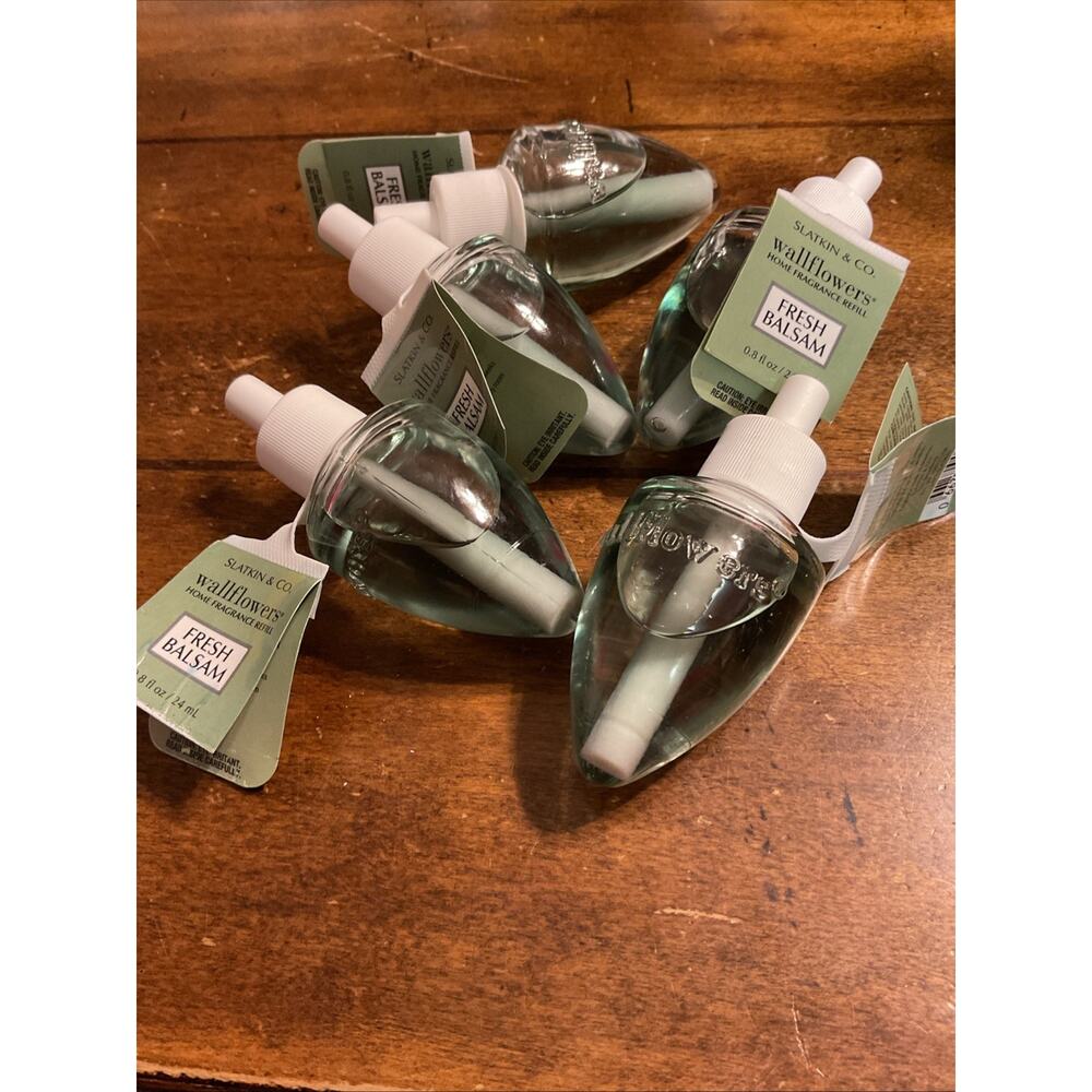 Bath & Body Works WALLFLOWER FRAGRANCE REFILL BULB Fresh Balsam New Lot Of 5 - Picture 2 of 3